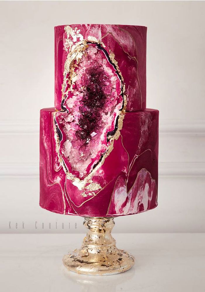 geode cake rose
